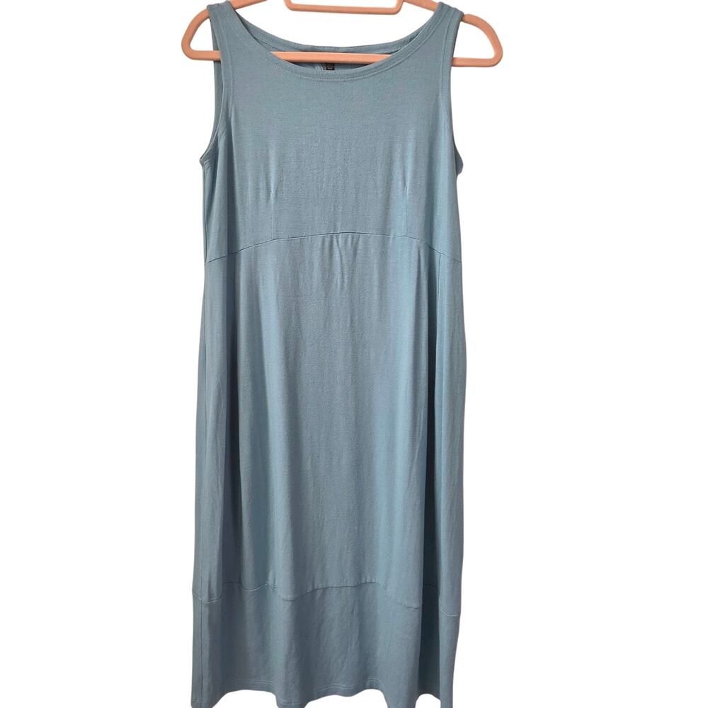 Eileen Fisher Sleeveless Back Cutout Midi Dress Slate Blue XS NWOT